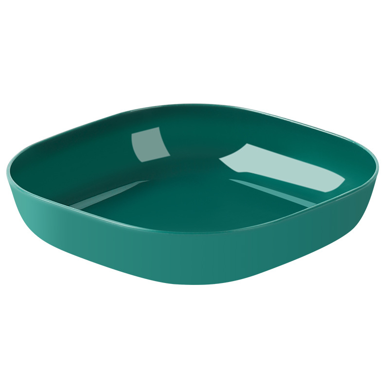Farfurie pătrată din plastic pentru salate și gustări, diametrul 14–14,9 cm, compatibilă cu microundele