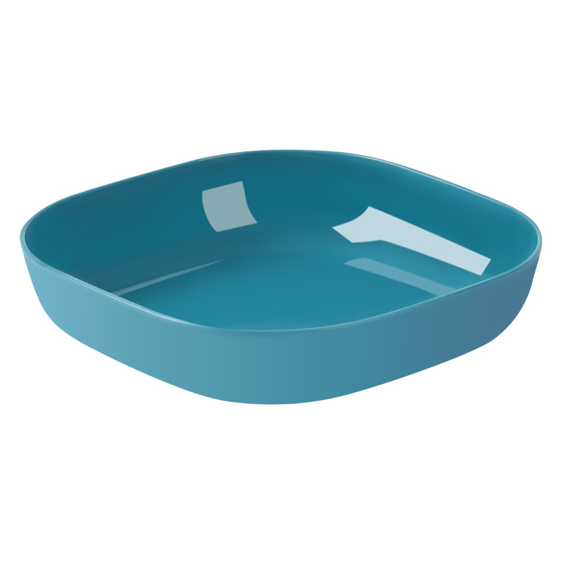 Farfurie pătrată din plastic pentru salate și gustări, diametrul 14–14,9 cm, compatibilă cu microundele