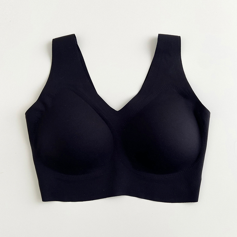 Jednodijelni bezšivni ženski grudnjak s latexnim čašicama i podstavom od mulberijeve svile, vest stil.