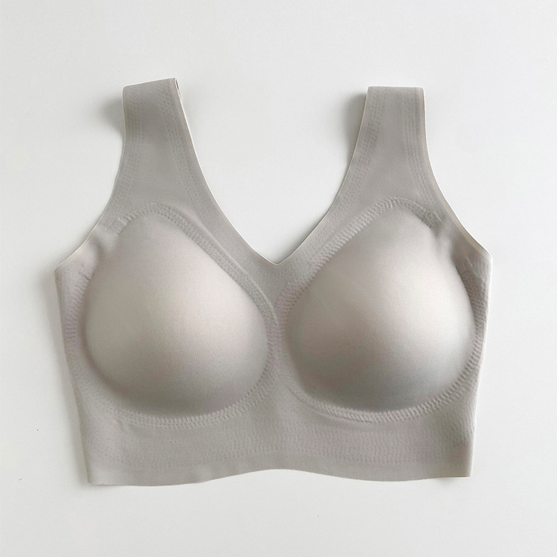 Jednodijelni bezšivni ženski grudnjak s latexnim čašicama i podstavom od mulberijeve svile, vest stil.