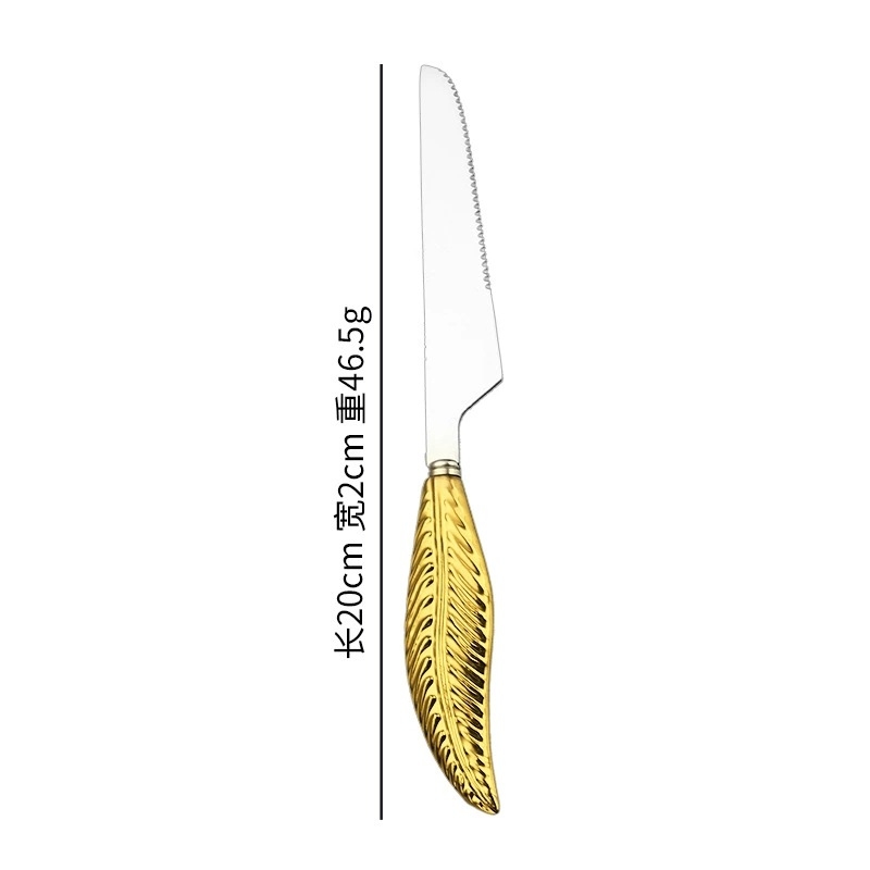Set tacâmuri din oțel inoxidabil 304, mâner ceramic în formă de penă, cuțit, furculiță, lingură și lingură de supă rotundă