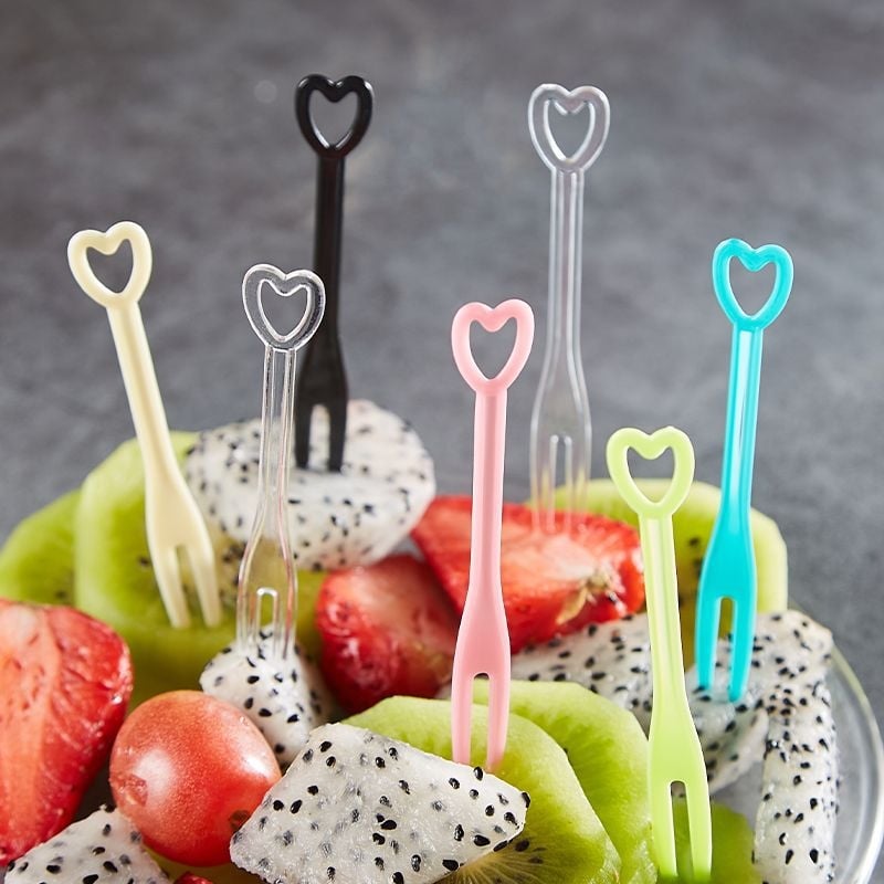 Furculiță de fructe din plastic, de unică folosință, extra-grosime, pentru Moon Cake și deserturi, pentru baruri KTV și uz casnic
