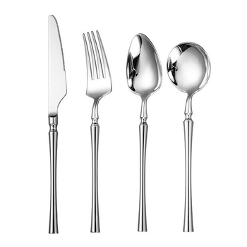 Set tacâmuri din oțel inoxidabil 304, finisaj oglindit, design gros: cuțit pentru steak, furculiță, linguri, furculiță pentru fructe, lingură de supă, lingură de desert