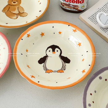 Farfurie ceramică adâncă, farfurie de desert drăguță, farfurie pentru salata de fructe