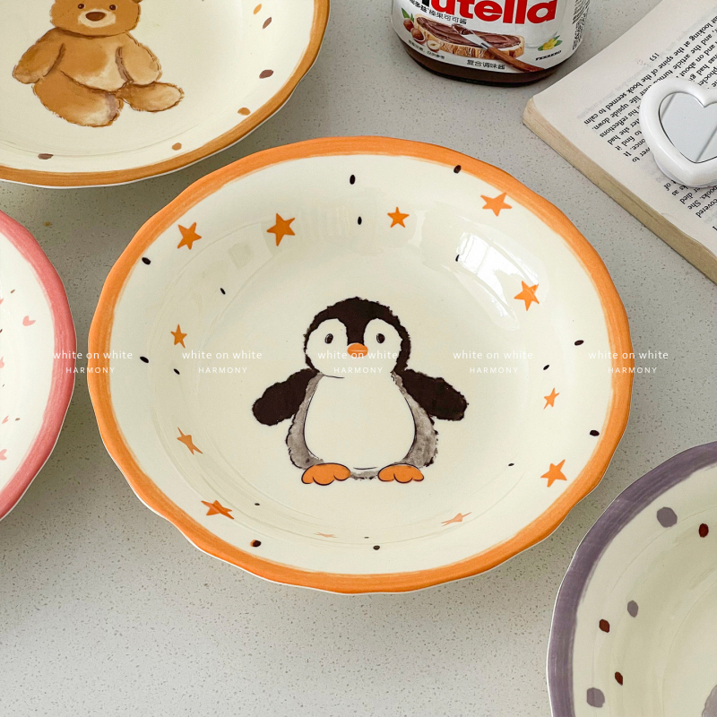 Farfurie ceramică adâncă, farfurie de desert drăguță, farfurie pentru salata de fructe