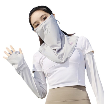 Nyári UV-védelmi maszk férfiak és nők számára — légáteresztő nylon Ice Silk, fülkummal, szabadtéri kerékpározáshoz