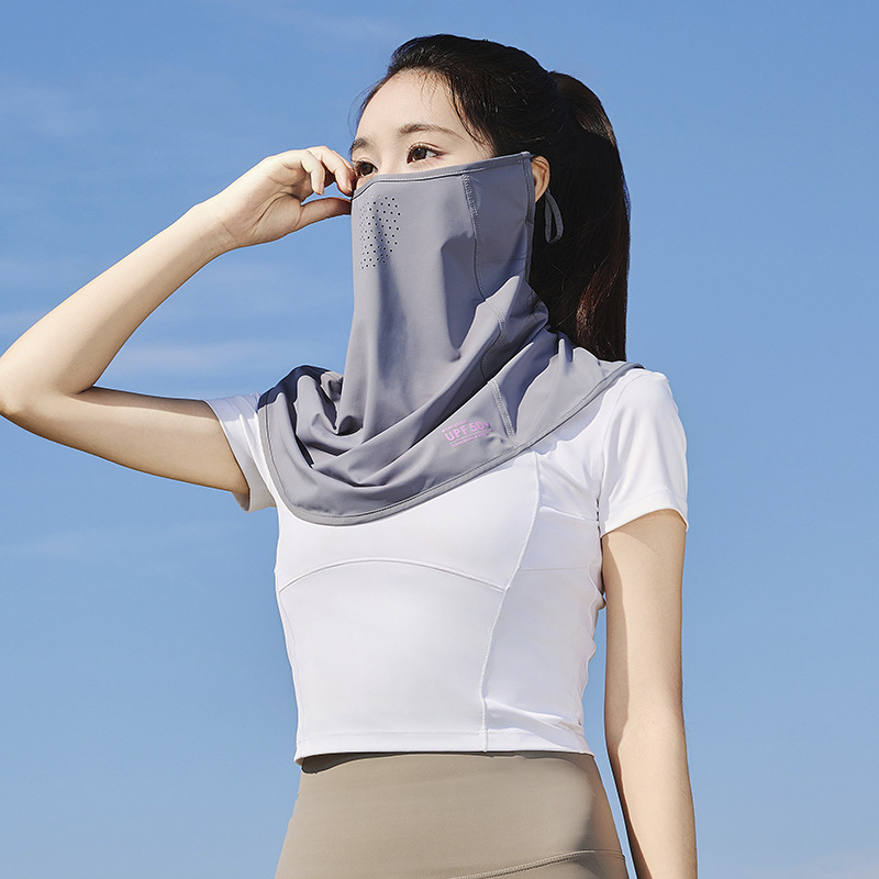 Nyári UV-védelmi maszk férfiak és nők számára — légáteresztő nylon Ice Silk, fülkummal, szabadtéri kerékpározáshoz