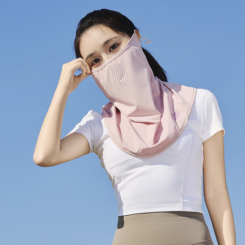 Nyári UV-védelmi maszk férfiak és nők számára — légáteresztő nylon Ice Silk, fülkummal, szabadtéri kerékpározáshoz