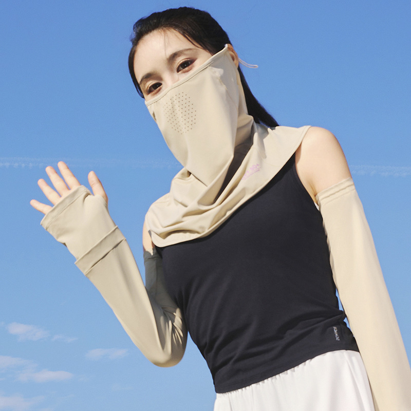 Nyári UV-védelmi maszk férfiak és nők számára — légáteresztő nylon Ice Silk, fülkummal, szabadtéri kerékpározáshoz