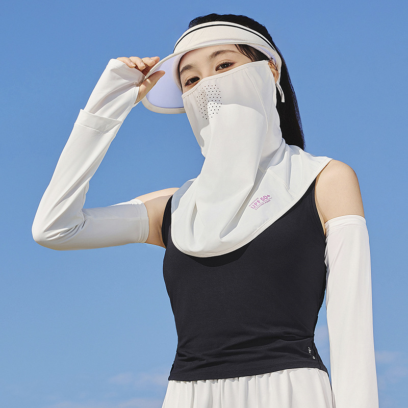 Nyári UV-védelmi maszk férfiak és nők számára — légáteresztő nylon Ice Silk, fülkummal, szabadtéri kerékpározáshoz