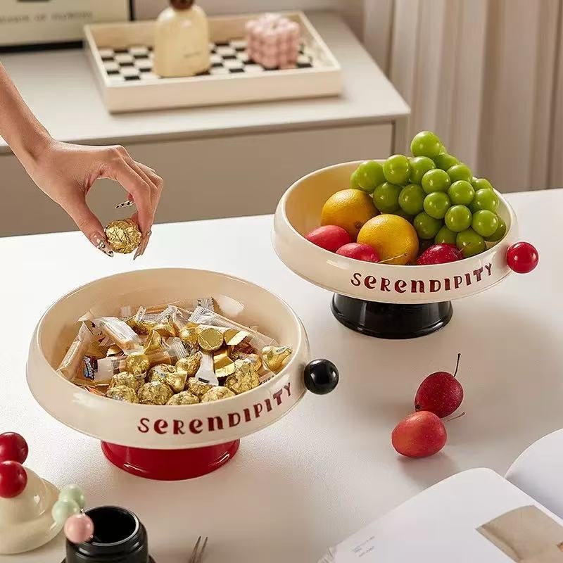 Platou de fructe din plastic, cu picior înalt, pentru sufragerie – tavă de gustări cu nuci și fructe