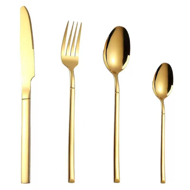 Set de tacâmuri din oțel inoxidabil, în stil cavaleresc: cuțit, furculiță și lingură pentru hoteluri și restaurante, multicolor, oțel 410