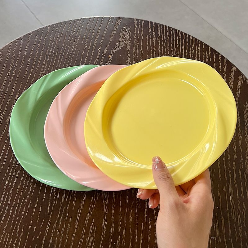 Farfurie plată din plastic PP, stil INS coreean, pentru uz casnic, farfurie pentru fructe, potrivită pentru fotografiere
