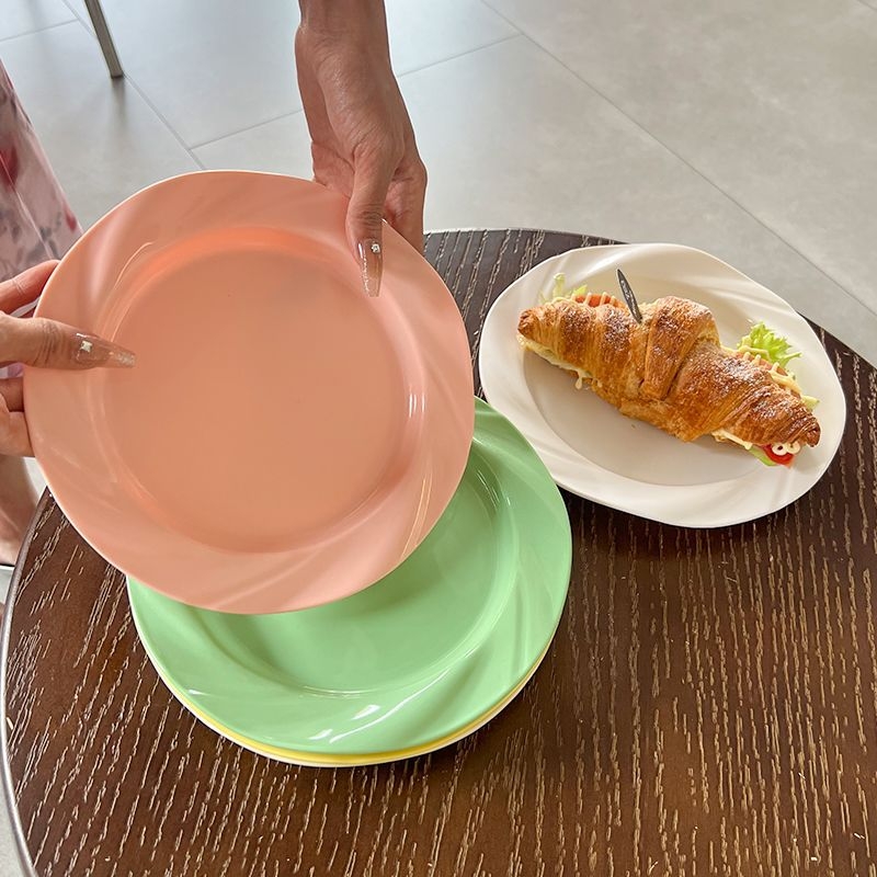 Farfurie plată din plastic PP, stil INS coreean, pentru uz casnic, farfurie pentru fructe, potrivită pentru fotografiere
