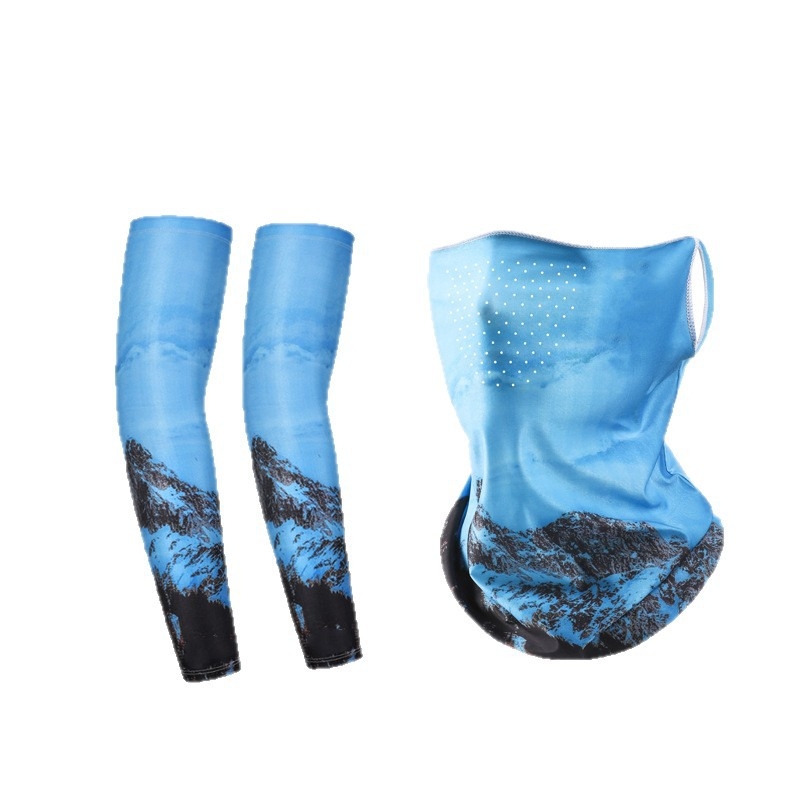 Modni set maske i rukava za podlakticu - prozračni Ice Silk, zaštita od sunca za vožnju biciklom i aktivnosti na otvorenom, cvjetni dizajn tetovaže na podlaktici