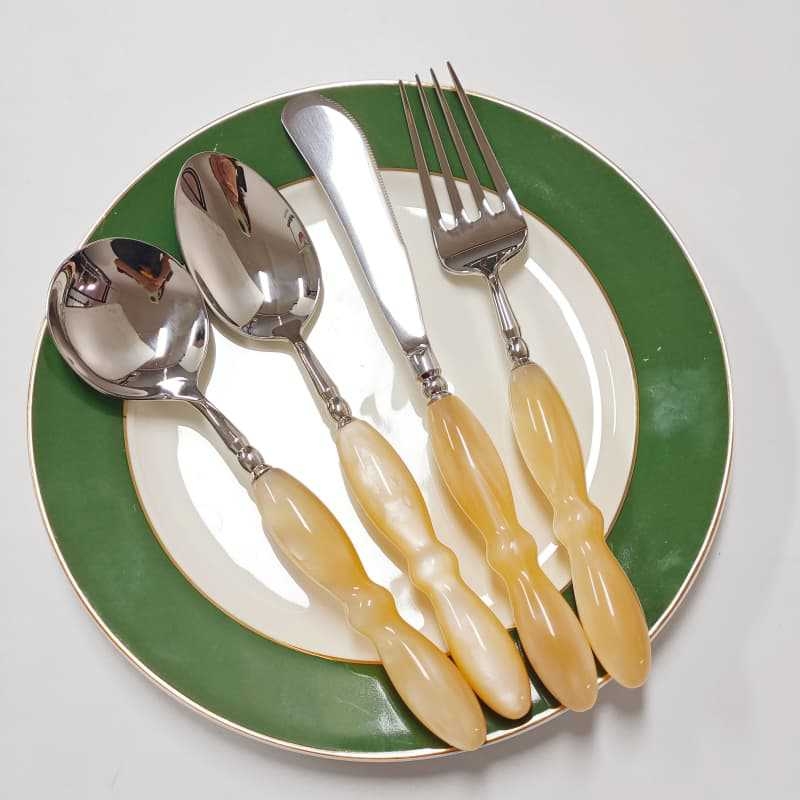 Set tacâmuri occidentale din oțel inoxidabil 304, cuțit de steak în stil francez, furculiță și lingură, set de patru piese cu lingură de desert pentru ceaiul de după-amiază.