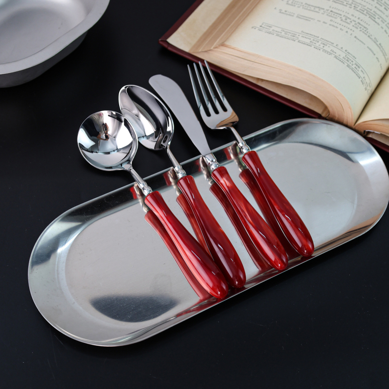Set tacâmuri occidentale din oțel inoxidabil 304, cuțit de steak în stil francez, furculiță și lingură, set de patru piese cu lingură de desert pentru ceaiul de după-amiază.