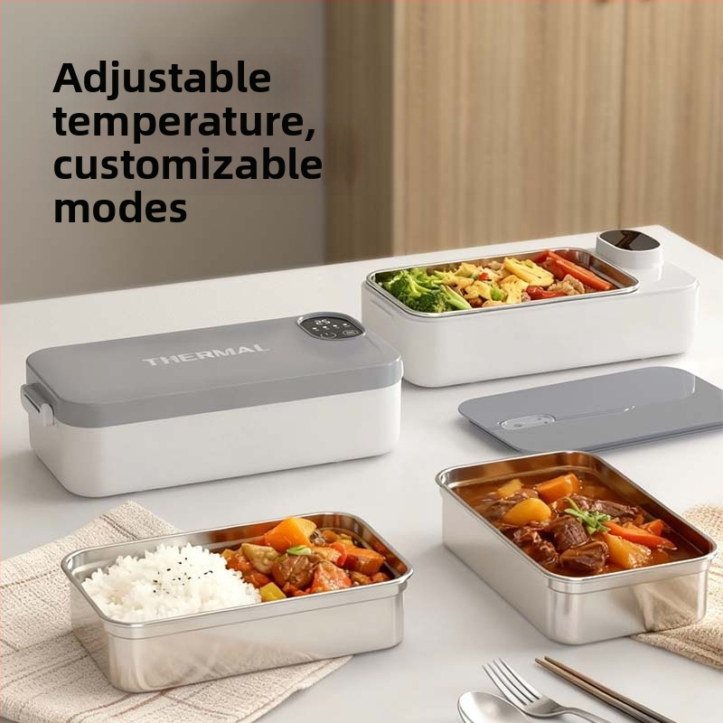 Cutie de prânz electrică, izolată, încălzire rapidă, cutie de mic dejun portabilă, compactă, 1 l capacitate, recipient interior din oțel inoxidabil