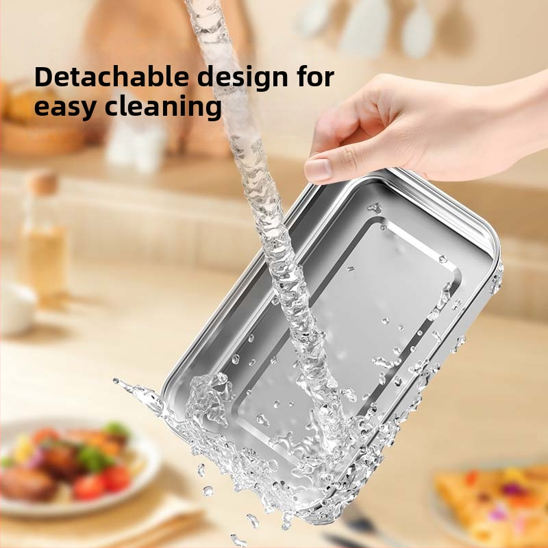 Cutie de prânz electrică, izolată, încălzire rapidă, cutie de mic dejun portabilă, compactă, 1 l capacitate, recipient interior din oțel inoxidabil
