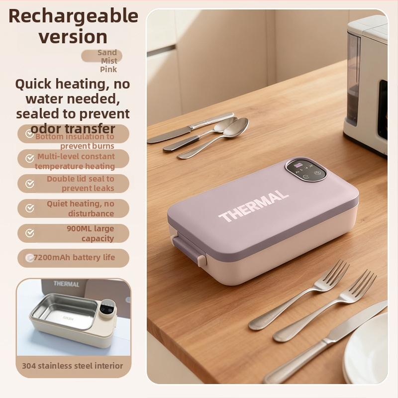 Cutie de prânz electrică, izolată, încălzire rapidă, cutie de mic dejun portabilă, compactă, 1 l capacitate, recipient interior din oțel inoxidabil