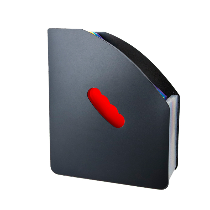 Dosar acordeon A4 cu 13 compartimente, organizator multistrat pentru documente și lucrări de examen, design vertical triunghiular