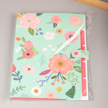 Dosar acordeon floral, cu 6 compartimente pentru documente, PP organizator de birou