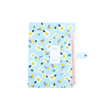 Dosar acordeon floral, cu 6 compartimente pentru documente, PP organizator de birou
