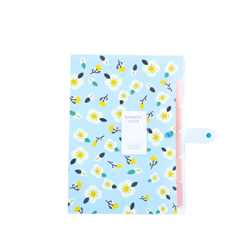 Dosar acordeon floral, cu 6 compartimente pentru documente, PP organizator de birou
