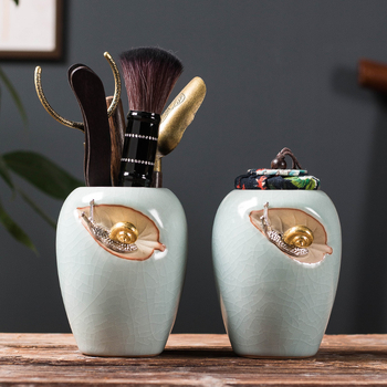 Set ceramic pentru ceremonia ceaiului cu șase domni, recipiente pentru ceai, accesorii din lemn de santal, unelte pentru ceai și cuțit pentru ceai
