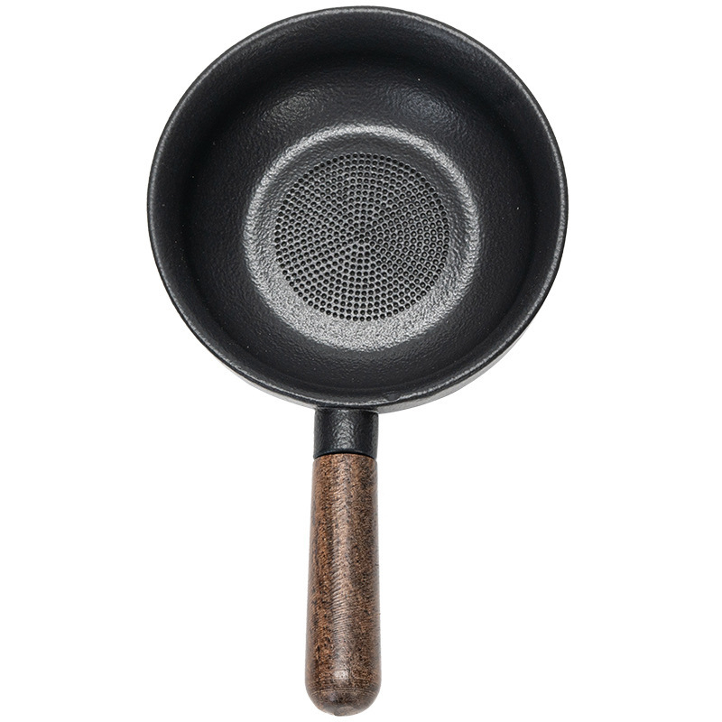 Filtru de ceai cu mâner din ebonie și filtru integrat, separator ceramic pentru ceai