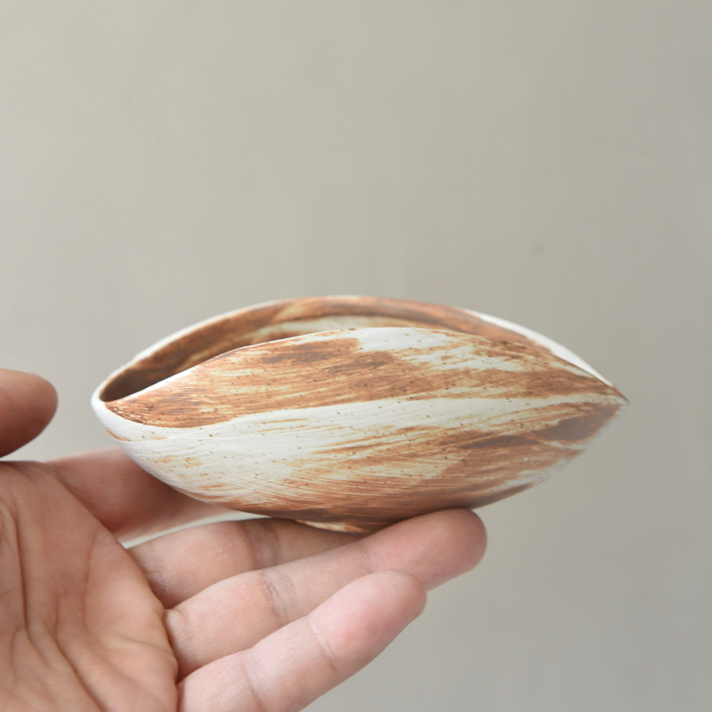 Lingură de ceai din ceramică, stil rustic vintage, lucrată manual