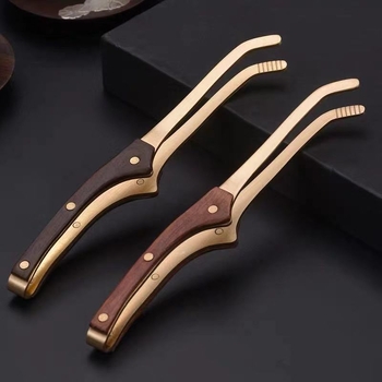 Clește de ceai din lemn de abanos pentru uz casnic, clește pentru frunze de ceai, clește pentru ceai – ceașcă, pense metalice Kung Fu, accesorii set ceai