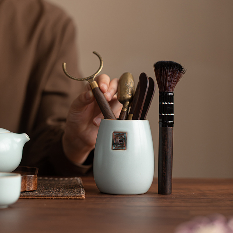 Six Gentlemen Set de instrumente pentru ceremonia ceaiului — ceramic pentru uz casnic, accesorii de ceai cu clip pentru ceai și tub pentru ceai