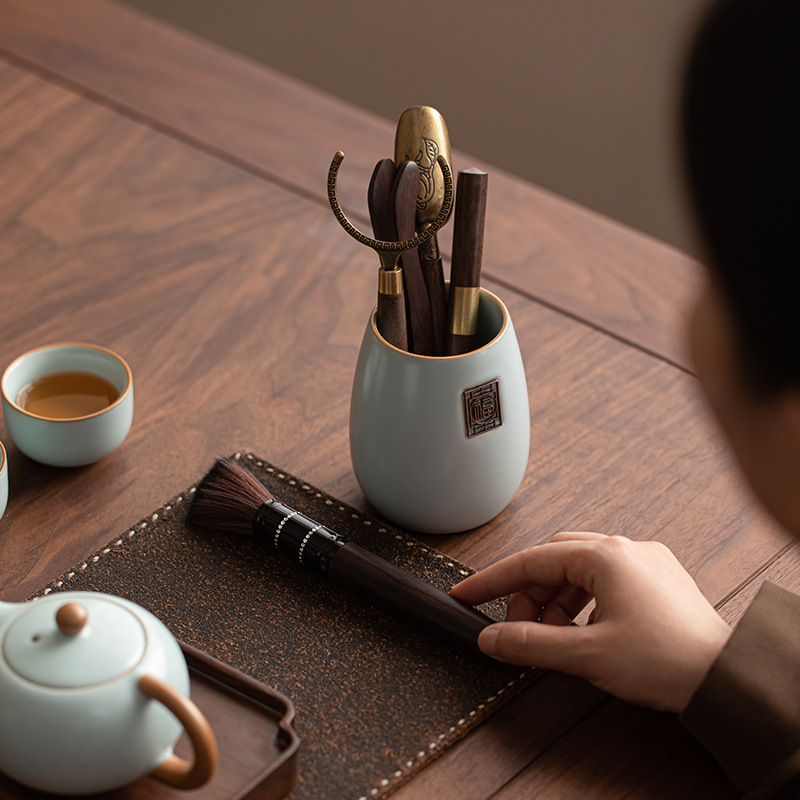 Six Gentlemen Set de instrumente pentru ceremonia ceaiului — ceramic pentru uz casnic, accesorii de ceai cu clip pentru ceai și tub pentru ceai