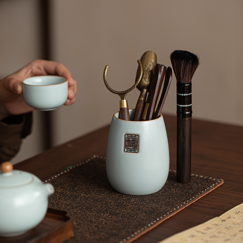 Six Gentlemen Set de instrumente pentru ceremonia ceaiului — ceramic pentru uz casnic, accesorii de ceai cu clip pentru ceai și tub pentru ceai