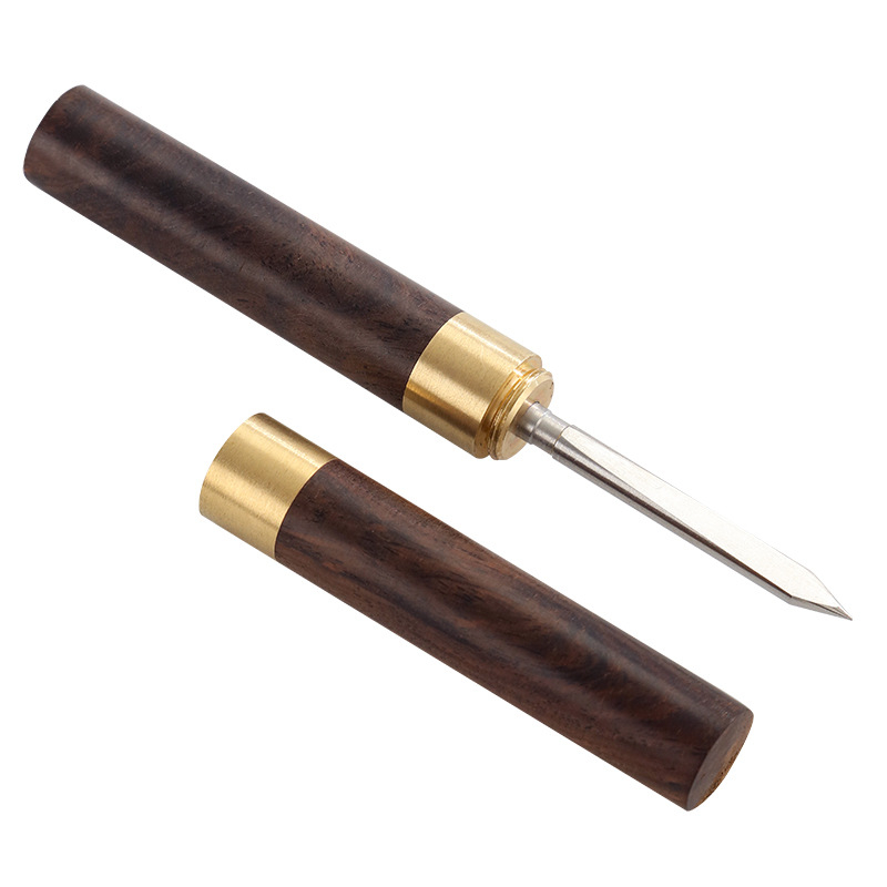 Set de cinci piese pentru ceremonia ceaiului din lemn de abanos, accesorii Kung Fu pentru ceai: lingură de ceai, ac, clips, perie, furculiță pentru ceașcă