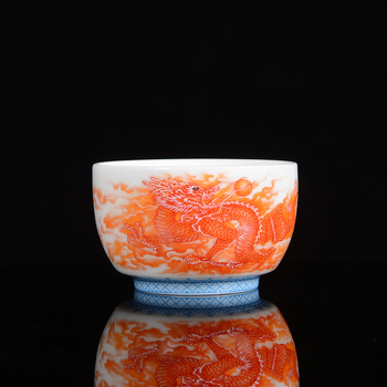 Set de ceai cu o singură ceașă – ceramică, motiv dragon, ceașcă de ceai și bol.