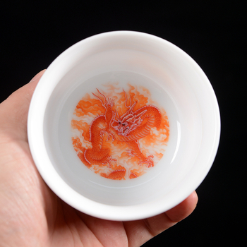 Set de ceai cu o singură ceașă – ceramică, motiv dragon, ceașcă de ceai și bol.