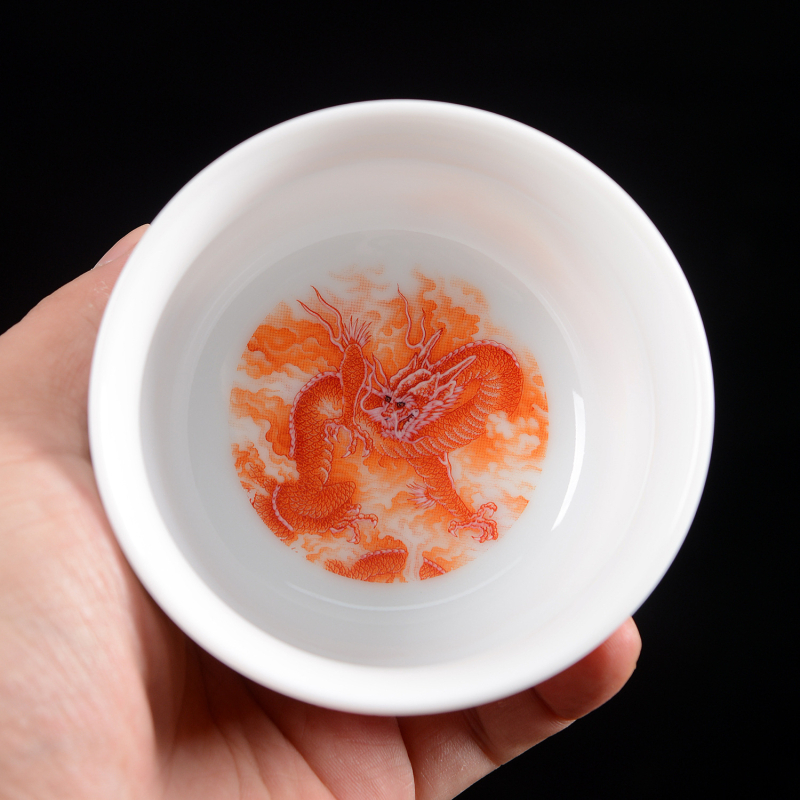 Set de ceai cu o singură ceașă – ceramică, motiv dragon, ceașcă de ceai și bol.