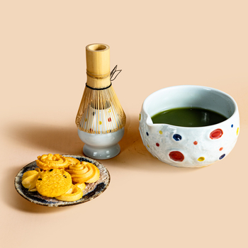 Set ceramic de matcha Planet cu tel de amestec, suport, lingură și bol în stilul dinastiei Song