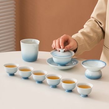 Set de ceai ceramic cu gaiwan, cutie cadou, personalizabil pentru clienți, pentru uz casnic, stil modern minimalist