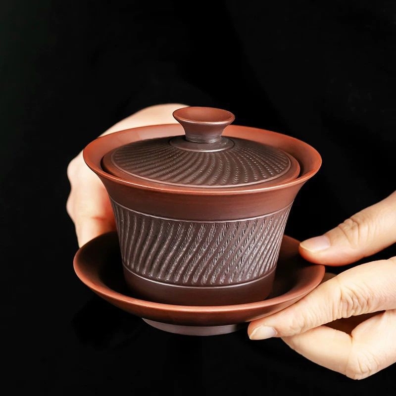 Set Kung Fu din lut mov din Yunnan, cu ceainic și cești, în cutie cadou – set de ceai din lut mov pentru casă și birou