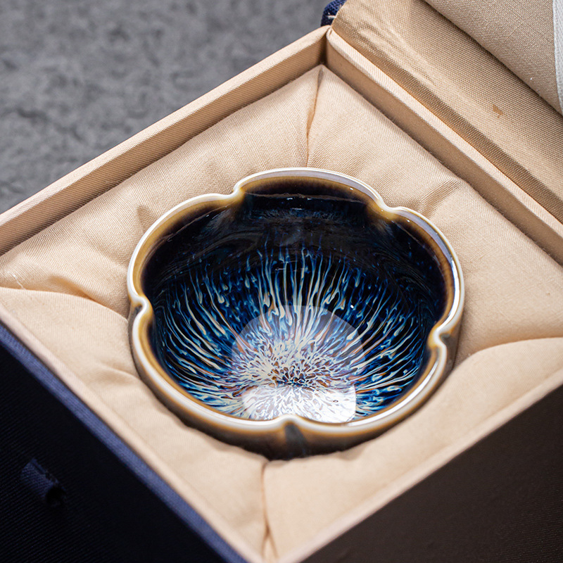 Ceașcă de ceai din ceramică cu glazură, design cu petale, pentru ceremonia Gongfu, uz casnic