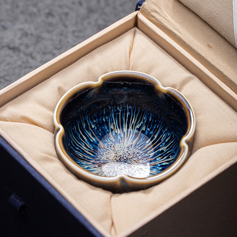 Ceașcă de ceai din ceramică cu glazură, design cu petale, pentru ceremonia Gongfu, uz casnic