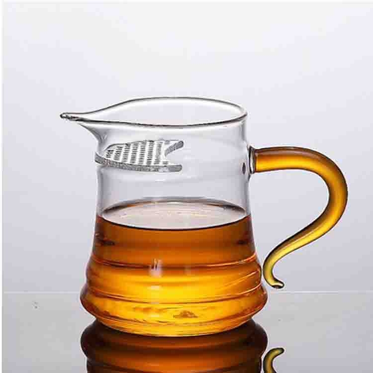 Set Gongfu de ceai din sticlă borosilicat de înaltă rezistență, în formă semilună, cu mâner colorat, distribuitor de ceai transparent cu filtru - set Gongfu