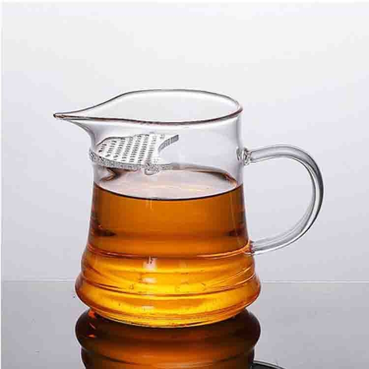 Set Gongfu de ceai din sticlă borosilicat de înaltă rezistență, în formă semilună, cu mâner colorat, distribuitor de ceai transparent cu filtru - set Gongfu