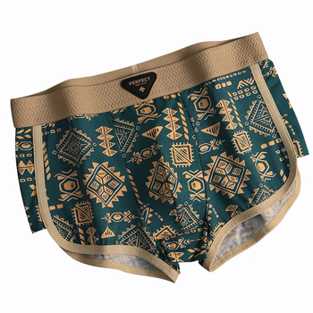 Višekomponentni set muških pamuk bokserica, proljeće-ljeto, retro totem motiv, prozračan, srednje visine struka, floralni uzorak