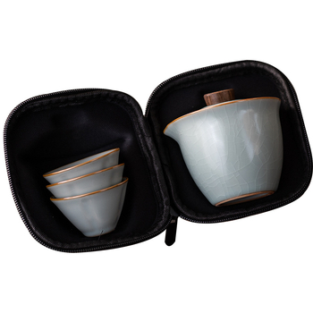 Set ceramic Kung Fu de ceai: ceainic cu mâner, bol cu capac anti-arzire și ceașcă de ceai pentru uz casnic
