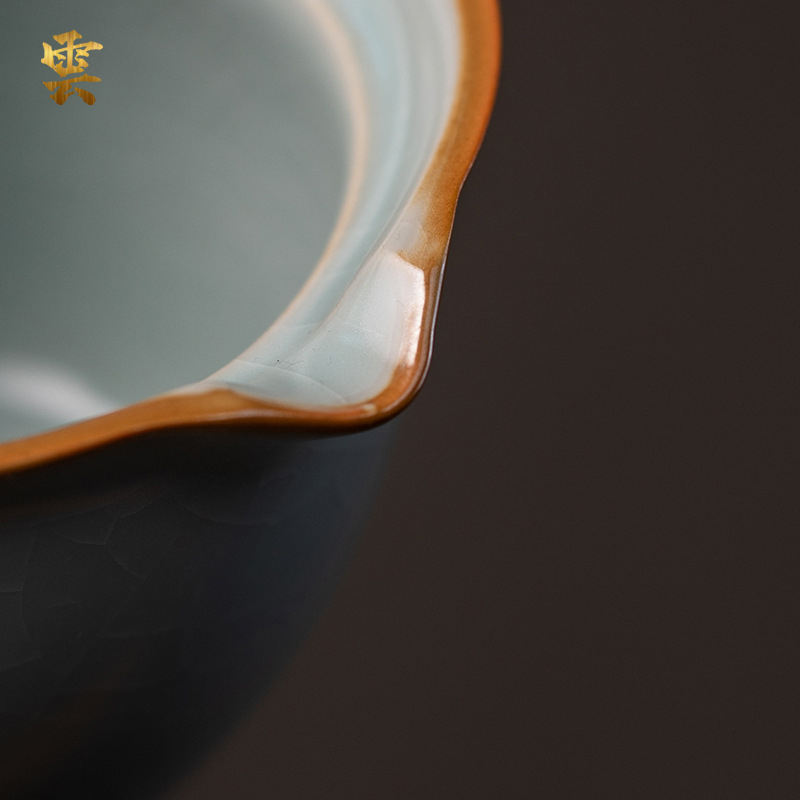 Set ceramic Kung Fu de ceai: ceainic cu mâner, bol cu capac anti-arzire și ceașcă de ceai pentru uz casnic