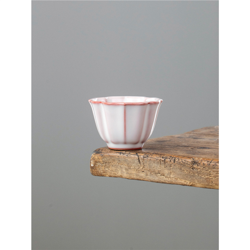 Ceașcă de ceai din porțelan roz, cu design lotus, inspirată de Jian ware, ceramică de înaltă calitate pentru uz personal